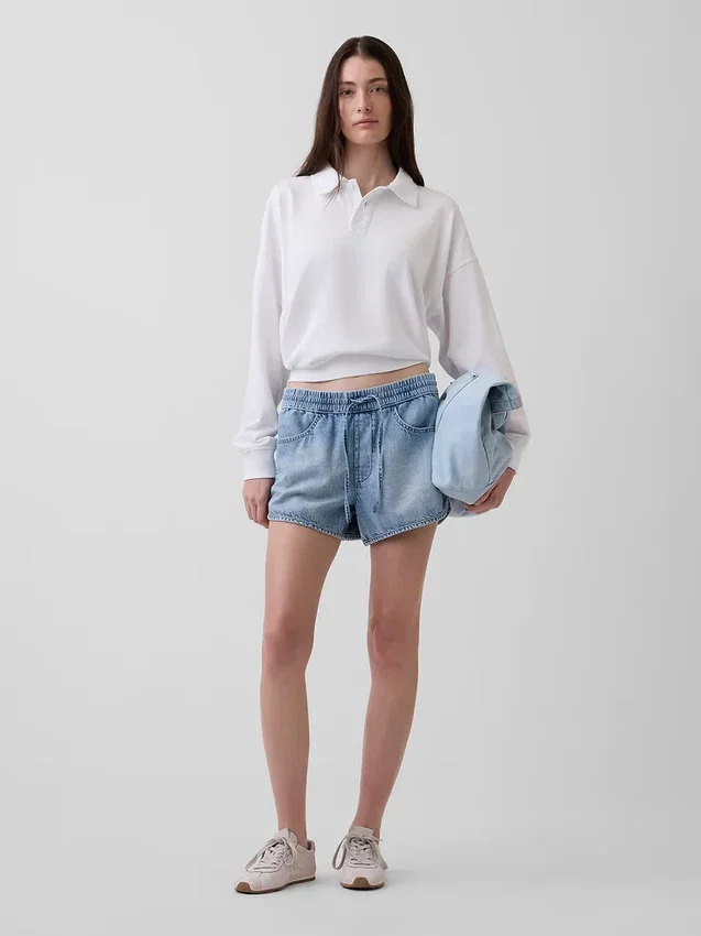 Pantaloncini Easy Dolphin in denim ultra morbido a vita media