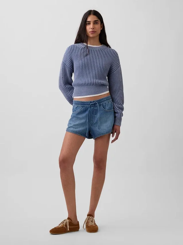 Pantaloncini Easy Dolphin in denim ultra morbido a vita media