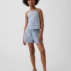 Pantaloncini facili da indossare in misto lino e cotone a quadretti per bambini