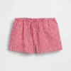 Pantaloncini facili da indossare in misto lino e cotone a quadretti per bambini