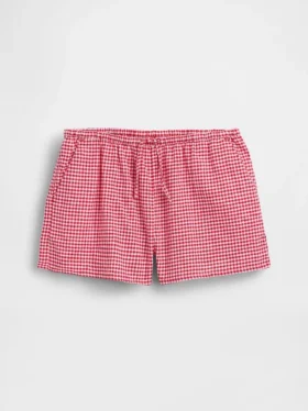 Pantaloncini facili da indossare in misto lino e cotone a quadretti per bambini