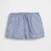 Pantaloncini facili da indossare in misto lino e cotone a quadretti per bambini