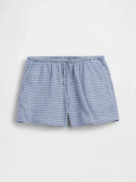 Pantaloncini facili da indossare in misto lino e cotone a quadretti per bambini