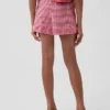 Pantaloncini facili da indossare in misto lino e cotone a quadretti per bambini