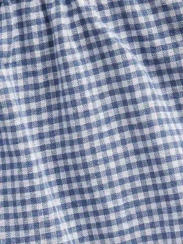 Pantaloncini facili da indossare in misto lino e cotone a quadretti per bambini