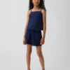 Pantaloncini facili da indossare in misto lino e cotone con bordi in pizzo per bambini