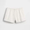 Pantaloncini facili da indossare in misto lino e cotone con bordi in pizzo per bambini