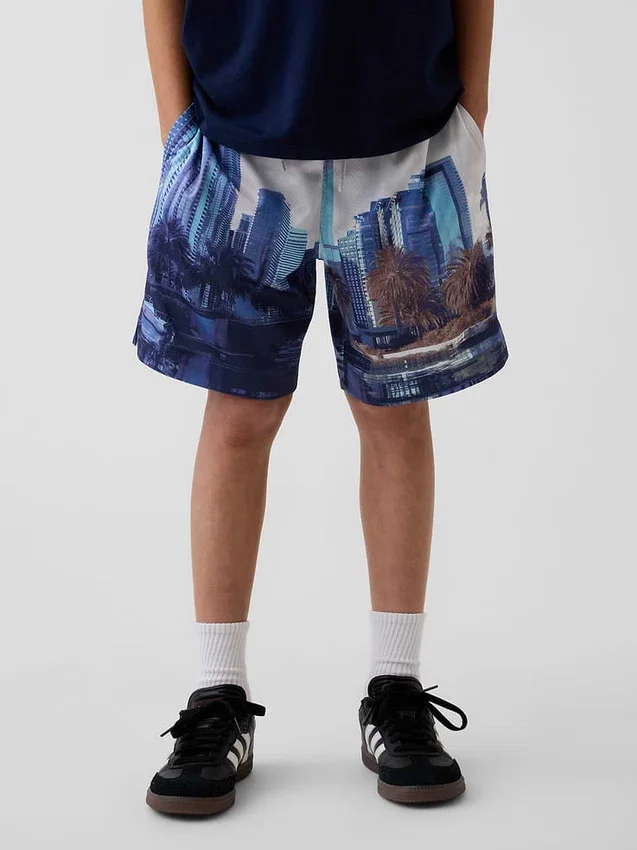 Pantaloncini GapFit da bambino in rete riciclata da 6"