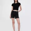 Pantaloncini girlfriend in denim a vita media da 5"