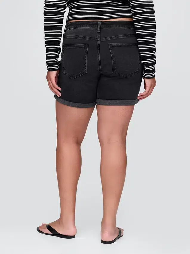Pantaloncini girlfriend in denim a vita media da 5"