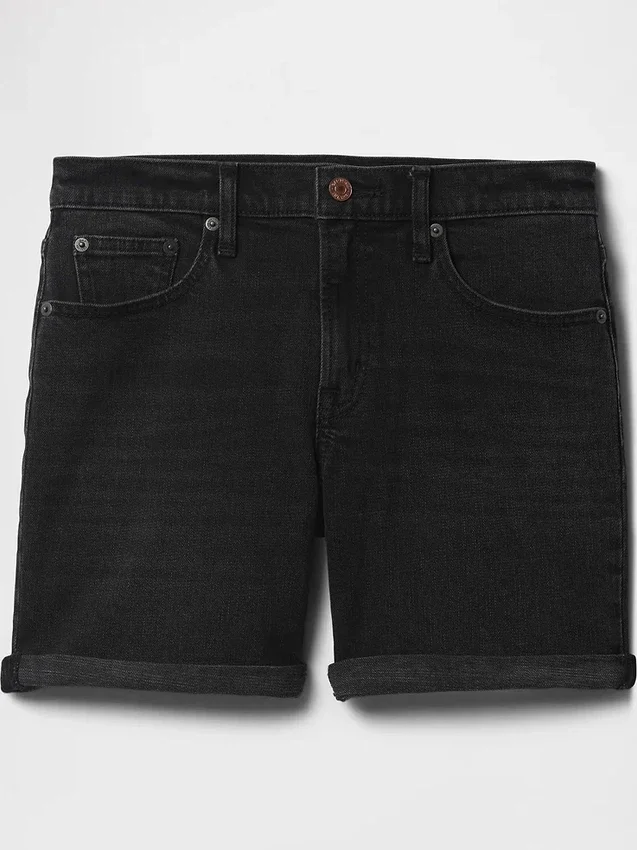 Pantaloncini girlfriend in denim a vita media da 5"
