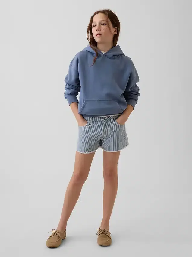 Pantaloncini in denim a righe a vita bassa per bambini