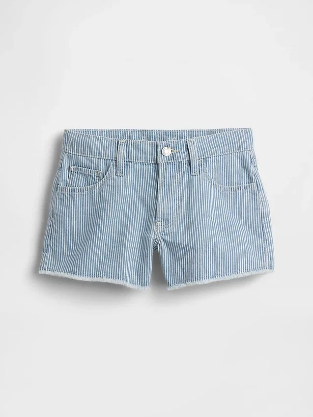 Pantaloncini in denim a righe a vita bassa per bambini