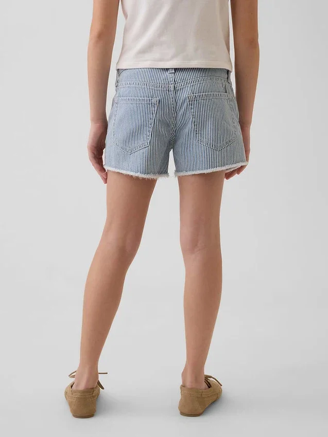 Pantaloncini in denim a righe a vita bassa per bambini