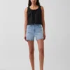 Pantaloncini in denim a vita alta (3,5") dal taglio dritto e morbido