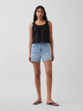Pantaloncini in denim a vita alta (3,5") dal taglio dritto e morbido