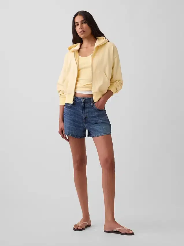 Pantaloncini in denim a vita alta (3,5") dal taglio dritto e morbido