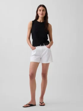 Pantaloncini in denim a vita alta (3,5") dal taglio dritto e morbido