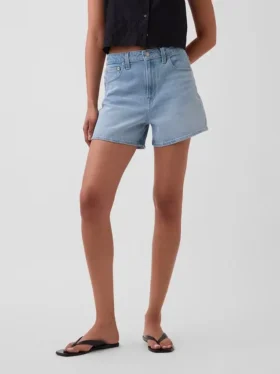 Pantaloncini in denim a vita alta (3,5″) dal taglio dritto e morbido