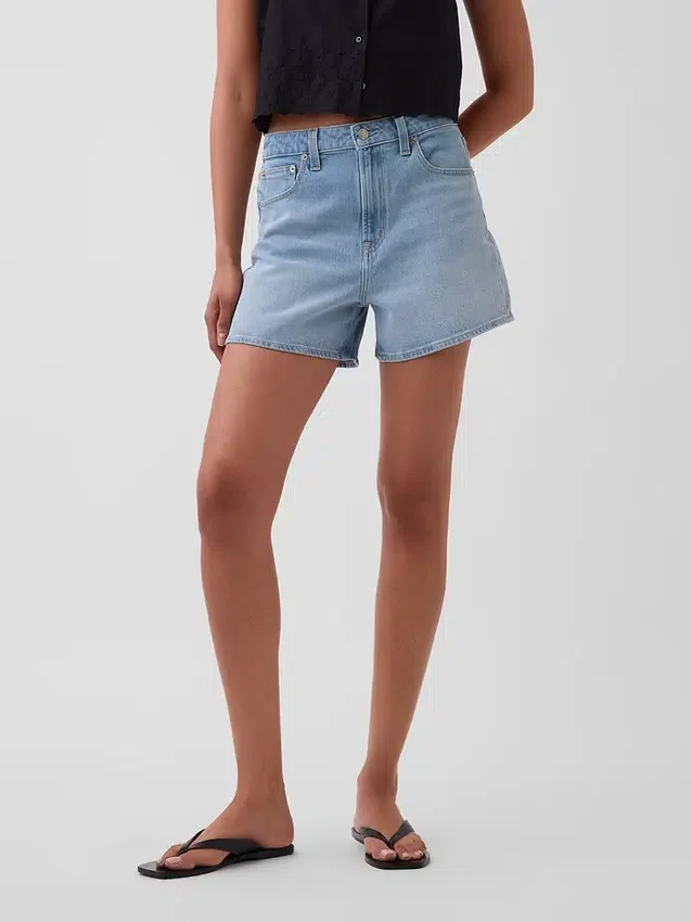 Pantaloncini in denim a vita alta (3,5") dal taglio dritto e morbido