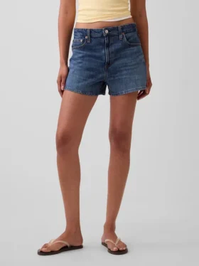 Pantaloncini in denim a vita alta (3,5″) dal taglio dritto e morbido