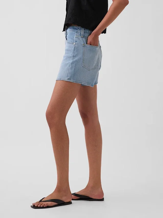 Pantaloncini in denim a vita alta (3,5") dal taglio dritto e morbido