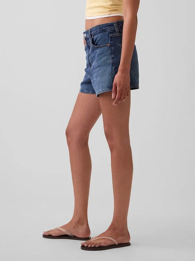 Pantaloncini in denim a vita alta (3,5") dal taglio dritto e morbido