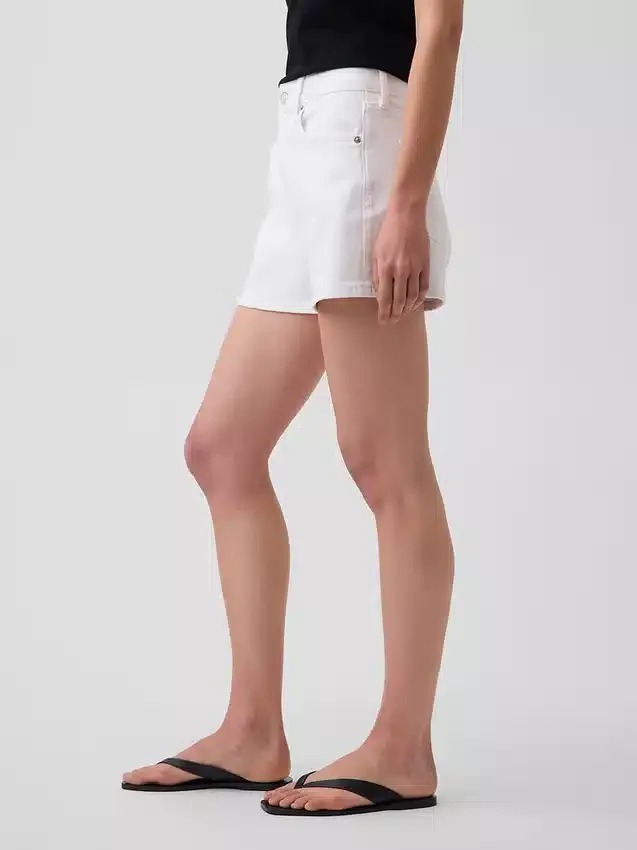 Pantaloncini in denim a vita alta (3,5") dal taglio dritto e morbido