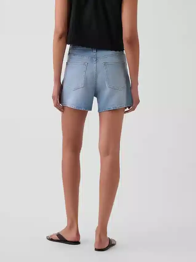 Pantaloncini in denim a vita alta (3,5") dal taglio dritto e morbido