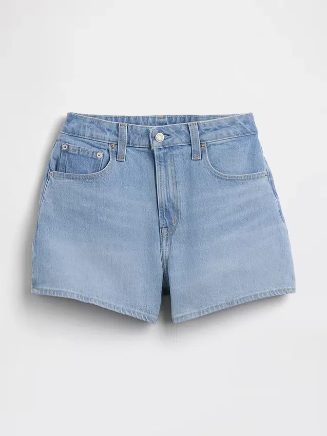 Pantaloncini in denim a vita alta (3,5") dal taglio dritto e morbido