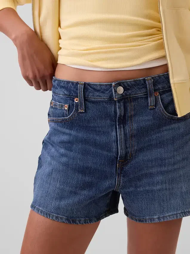 Pantaloncini in denim a vita alta (3,5") dal taglio dritto e morbido