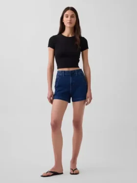 Pantaloncini in denim a vita alta (3,5") stile marinaro, dal taglio dritto e morbido