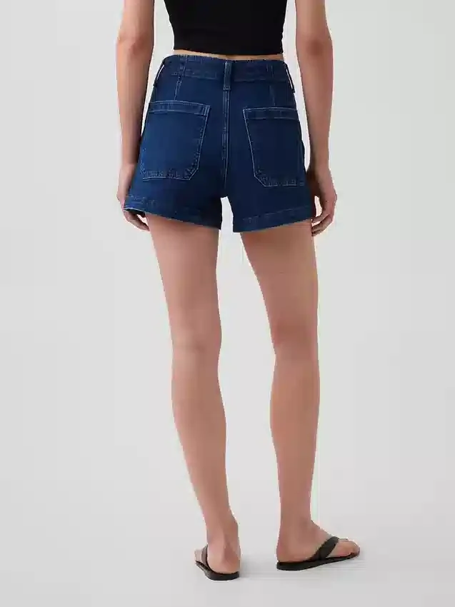 Pantaloncini in denim a vita alta (3,5") stile marinaro, dal taglio dritto e morbido