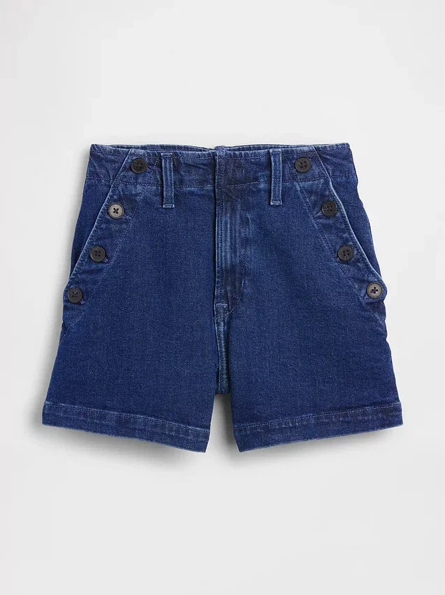 Pantaloncini in denim a vita alta (3,5") stile marinaro, dal taglio dritto e morbido