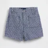 Pantaloncini in denim a vita alta da 3,5", modello dritto e morbido con stampa a quadretti