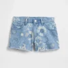 Pantaloncini in denim a vita bassa con motivo floreale per bambini