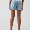 Pantaloncini in denim a vita bassa con motivo floreale per bambini