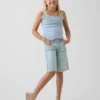 Pantaloncini in denim a vita bassa e linea allungata per bambini