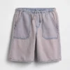 Pantaloncini in denim a vita bassa e linea allungata per bambini
