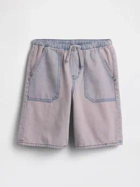 Pantaloncini in denim a vita bassa e linea allungata per bambini