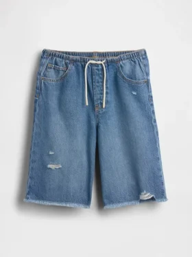Pantaloncini in denim a vita bassa ultrasoft e dal taglio lungo per bambini