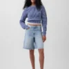 Pantaloncini in denim a vita media e linea allungata da 11"