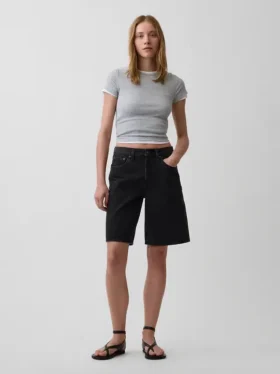 Pantaloncini in denim a vita media e linea allungata da 11"