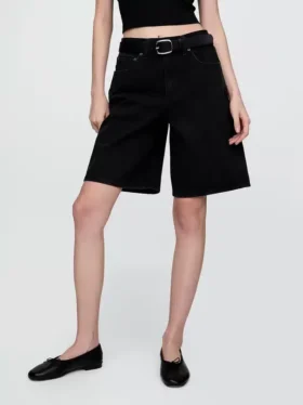 Pantaloncini in denim a vita media e linea allungata da 11″