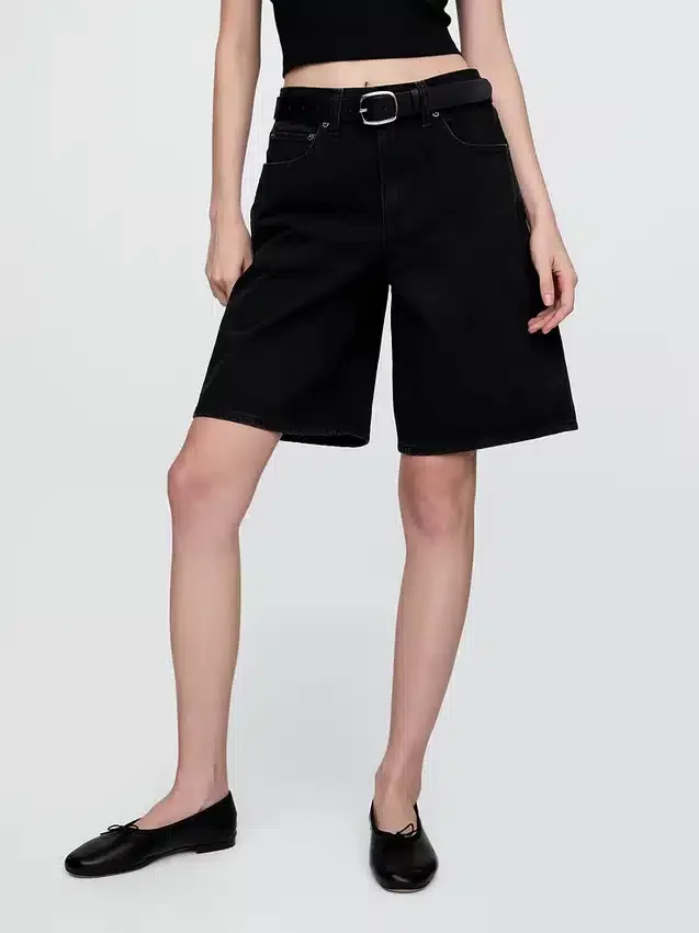 Pantaloncini in denim a vita media e linea allungata da 11"
