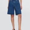 Pantaloncini in denim a vita media e linea allungata da 11"