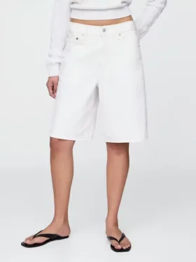Pantaloncini in denim a vita media e linea allungata da 11″