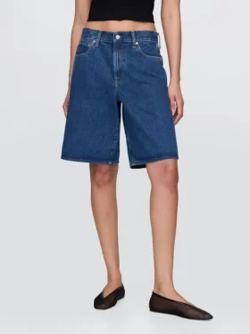 Pantaloncini in denim a vita media e linea allungata da 11″