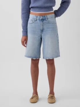 Pantaloncini in denim a vita media e linea allungata da 11″