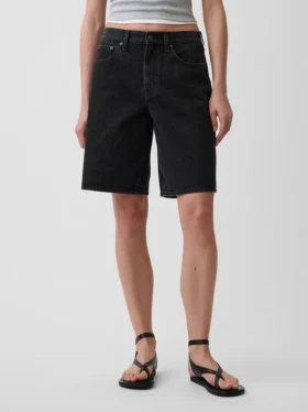Pantaloncini in denim a vita media e linea allungata da 11″